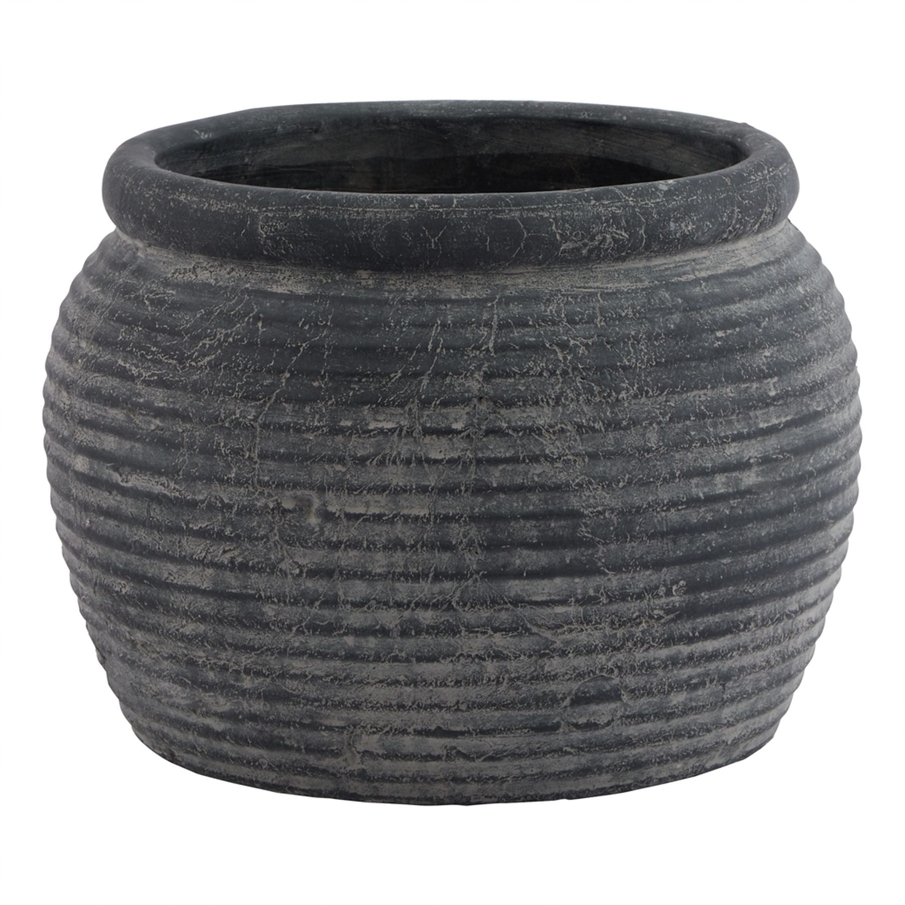 Amalfi Grey Rimmed Large Plant Pot - BleakToSheek