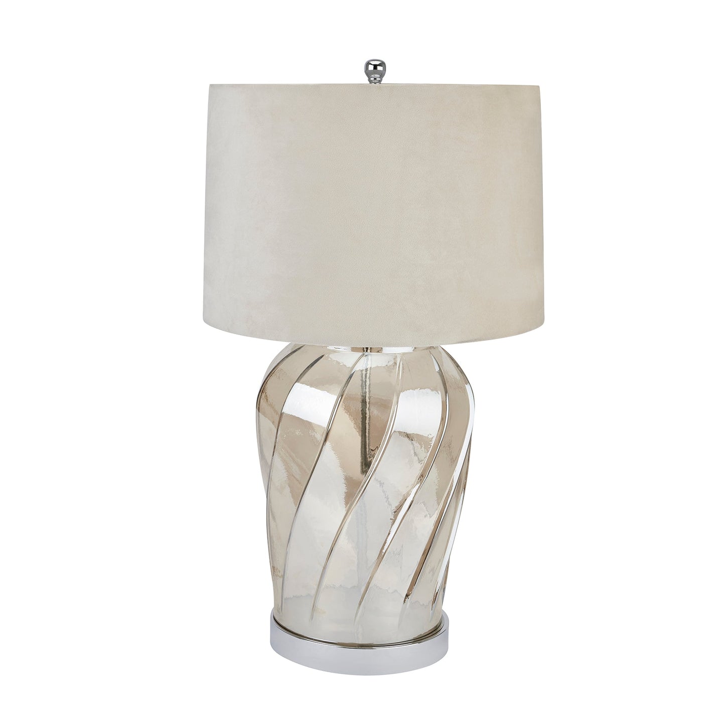 Ambassador Metallic Glass Lamp With Velvet Shade - BleakToSheek