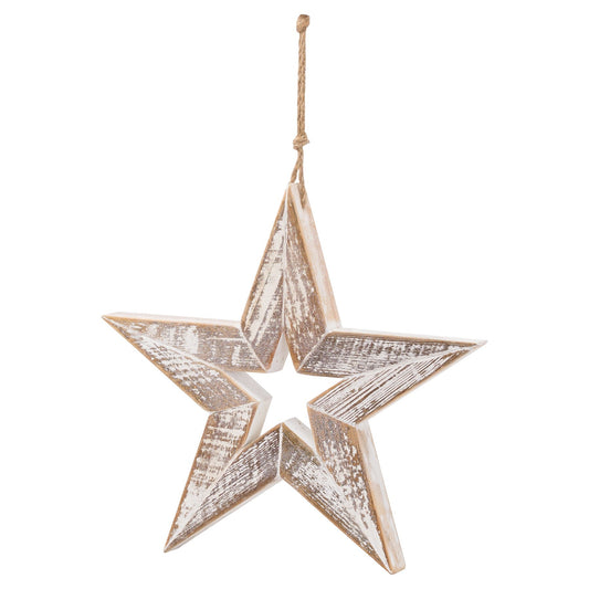 Antique White Wooden Sparkle Star - BleakToSheek