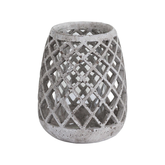 Large Conical Ceramic Lattice Hurricane Lantern - BleakToSheek