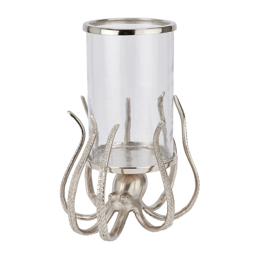 Large Silver Octopus Candle Hurricane Lantern - BleakToSheek