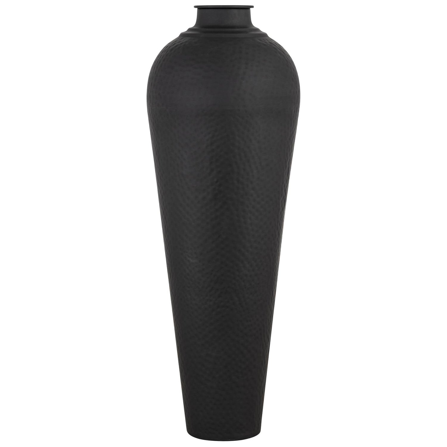 Matt Black Large Hammered Vase With Lid - BleakToSheek