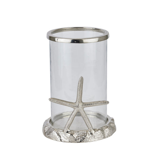 Silver Starfish Candle Hurricane Lantern - BleakToSheek