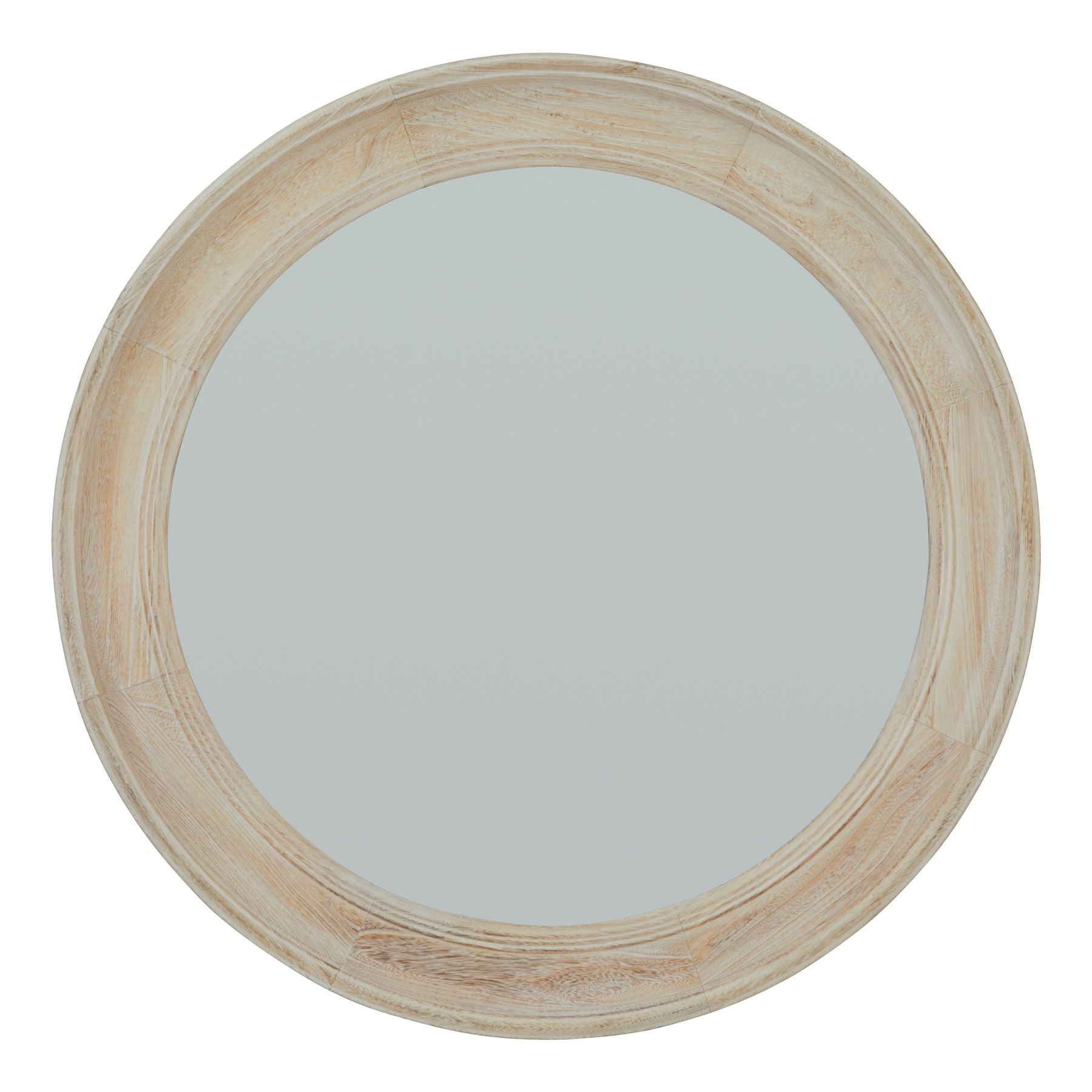 Washed Wood Round Framed Mirror - BleakToSheek